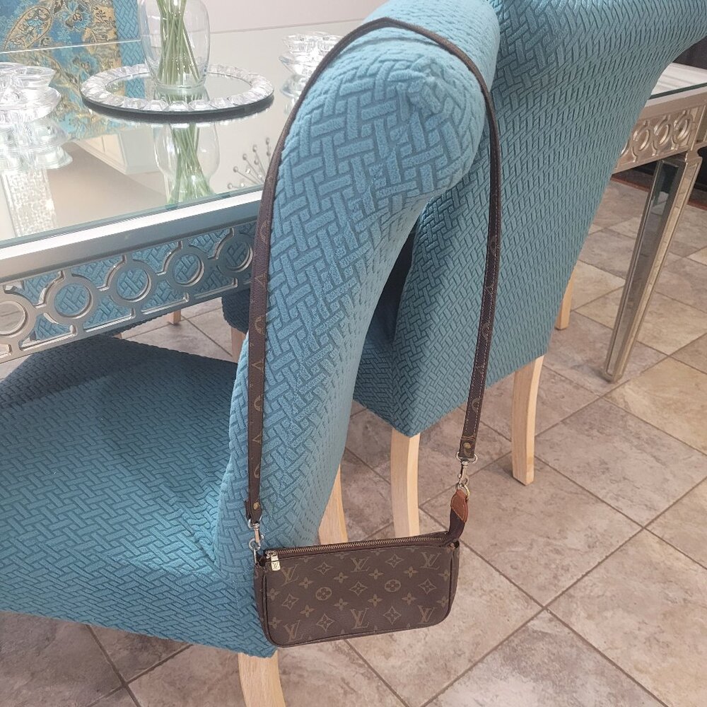 Louis Vuitton Monogram Pochette Handbag with matching LV Crossbody Strap